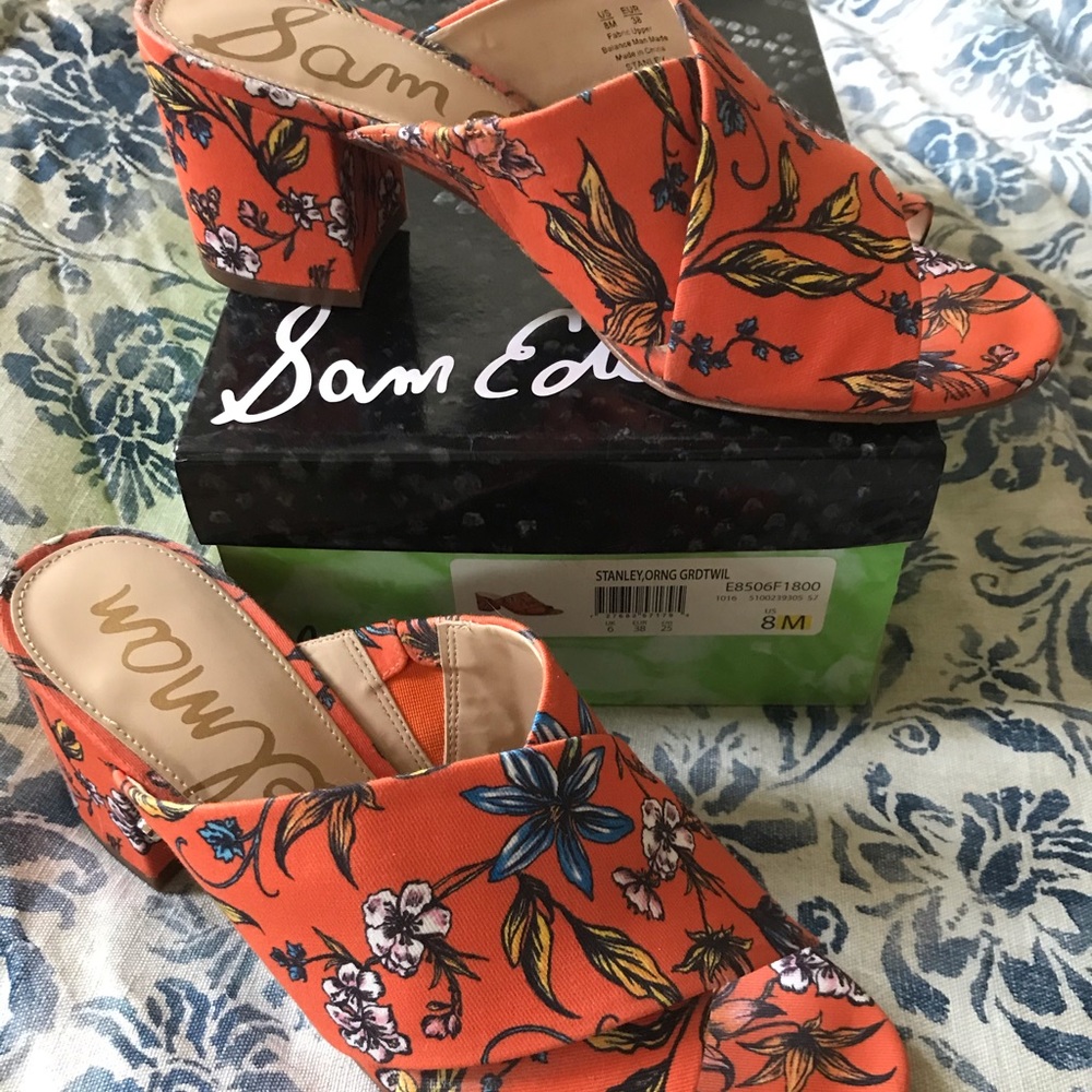 NiB!  Sam Edelman Stanley orange garden slides